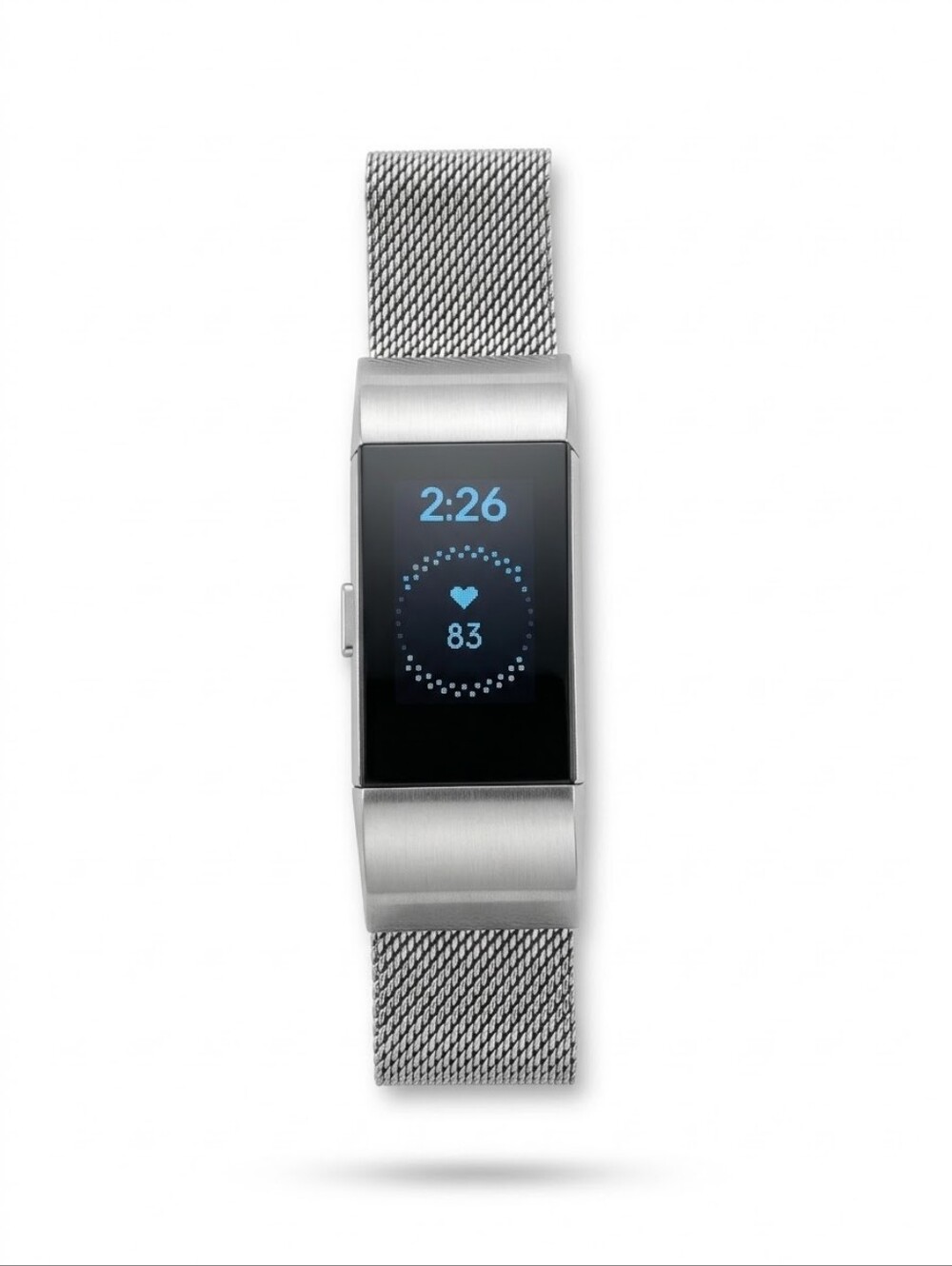 Fitbit Charge 2 Fitness Tracker with Silver Stainless Steel Mesh Band